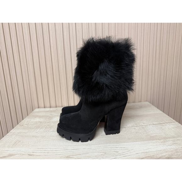 Prada Calzature Donna Real Fur Suede Leather Boots Size EU35 - Picture 6 of 12
